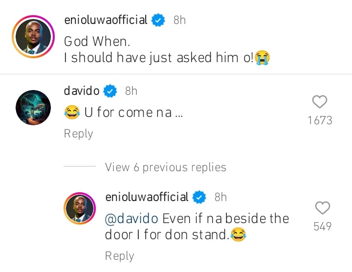 Enioluwa laments over missing flying on Davido's jet