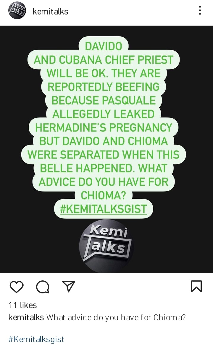 Kemi Olunloyo speaks on Cubana Chief Priest and Davido's fight