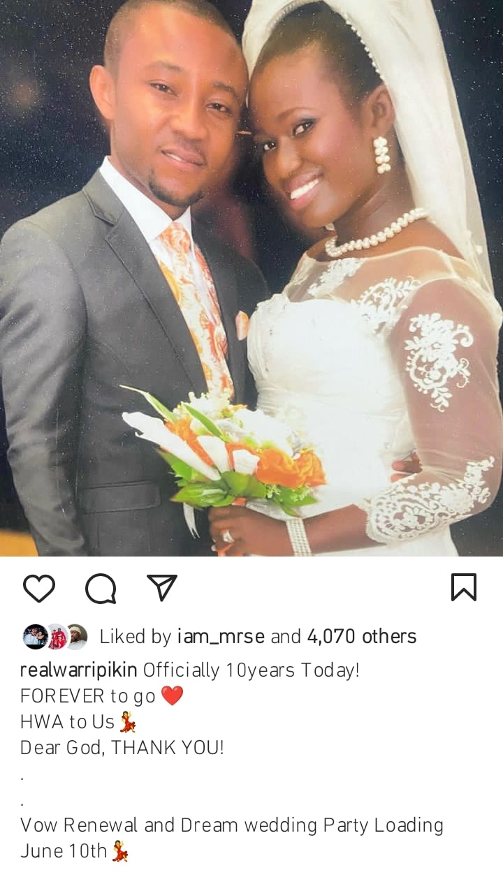 Warri Pikin celebrates 10th wedding anniversary